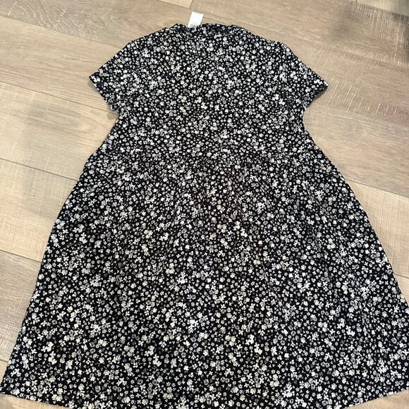 OLD NAVY GIRLS BLACK FLORAL TUNIC DRESS WITH POCKETS NEW LARGE 10/12 - Picture 8 of 8